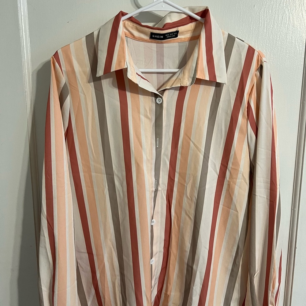 SHEIN Women’s Vibrant Striped Button Down Shirt